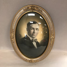 Load image into Gallery viewer, Gold/Silver Oval Convex Glass Portrait of Man Picture (23x17)
