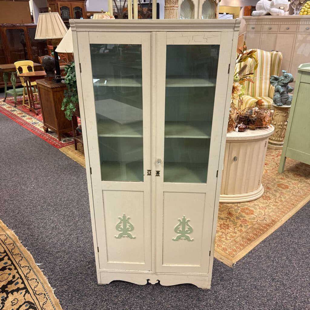Kitchen Cabinet Cream/Green Painted (58x29x16)