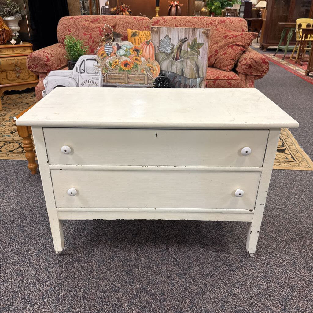 White 2 Drawer Dresser (26x38x19)