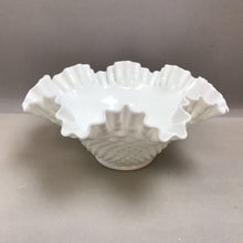 Load image into Gallery viewer, White Milk Glass Hobnail Ruffled Bowl (4.25x9.75)
