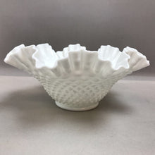 Load image into Gallery viewer, White Milk Glass Hobnail Ruffled Bowl (4.25x9.75)
