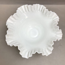 Load image into Gallery viewer, White Milk Glass Hobnail Ruffled Bowl (4.25x9.75)
