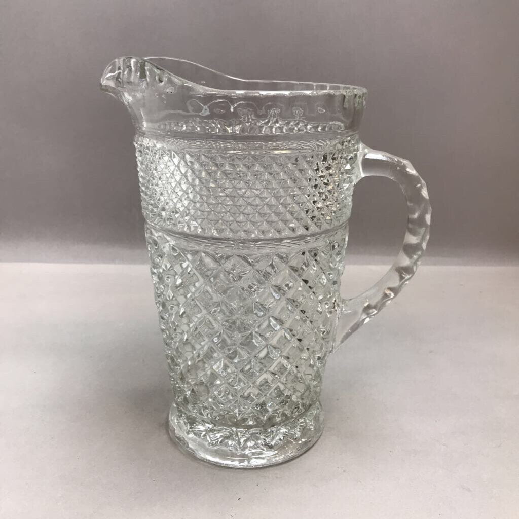 Vintage Glass Diamond Pattern Pitcher (9