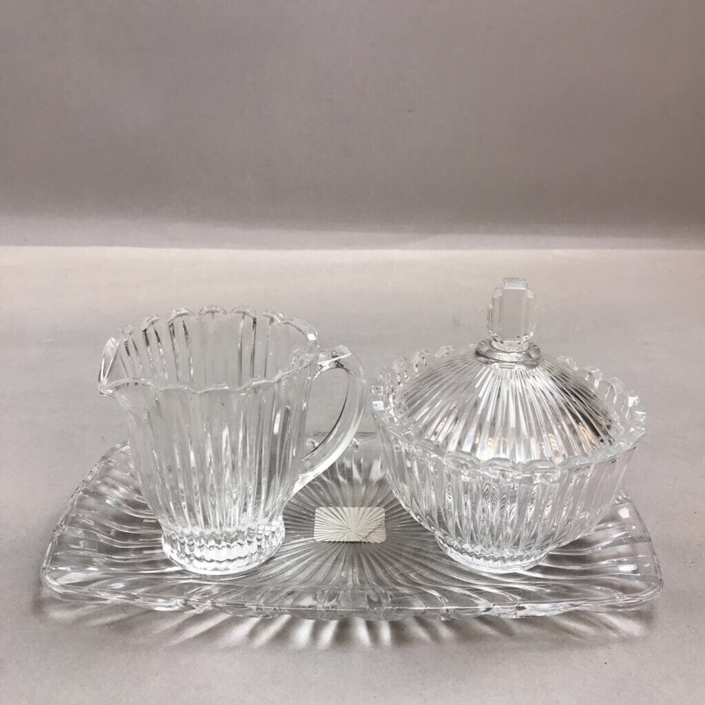 Mikasa Royal Suite Cream Pitcher & Sugar Bowl w/ Tray (~4.5