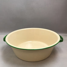 Load image into Gallery viewer, Vintage Enamelware Yellow with Green Trim Pan with Handles (5x15)
