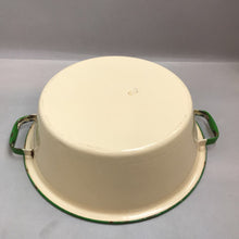 Load image into Gallery viewer, Vintage Enamelware Yellow with Green Trim Pan with Handles (5x15)
