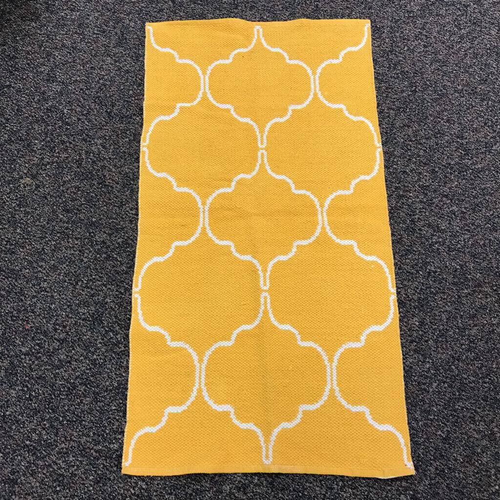 Gold & White Weaved 100% Cotton Rug (28x48)
