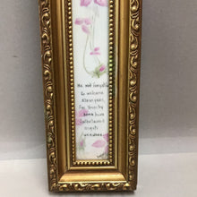 Load image into Gallery viewer, Gold Framed Porcelain Floral Quote Art (14.5x4)
