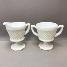 Load image into Gallery viewer, White Milk Glass Cream Pitcher &amp; Sugar Bowl Set (4.75&quot;)
