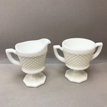Load image into Gallery viewer, White Milk Glass Cream Pitcher &amp; Sugar Bowl Set (4.75&quot;)
