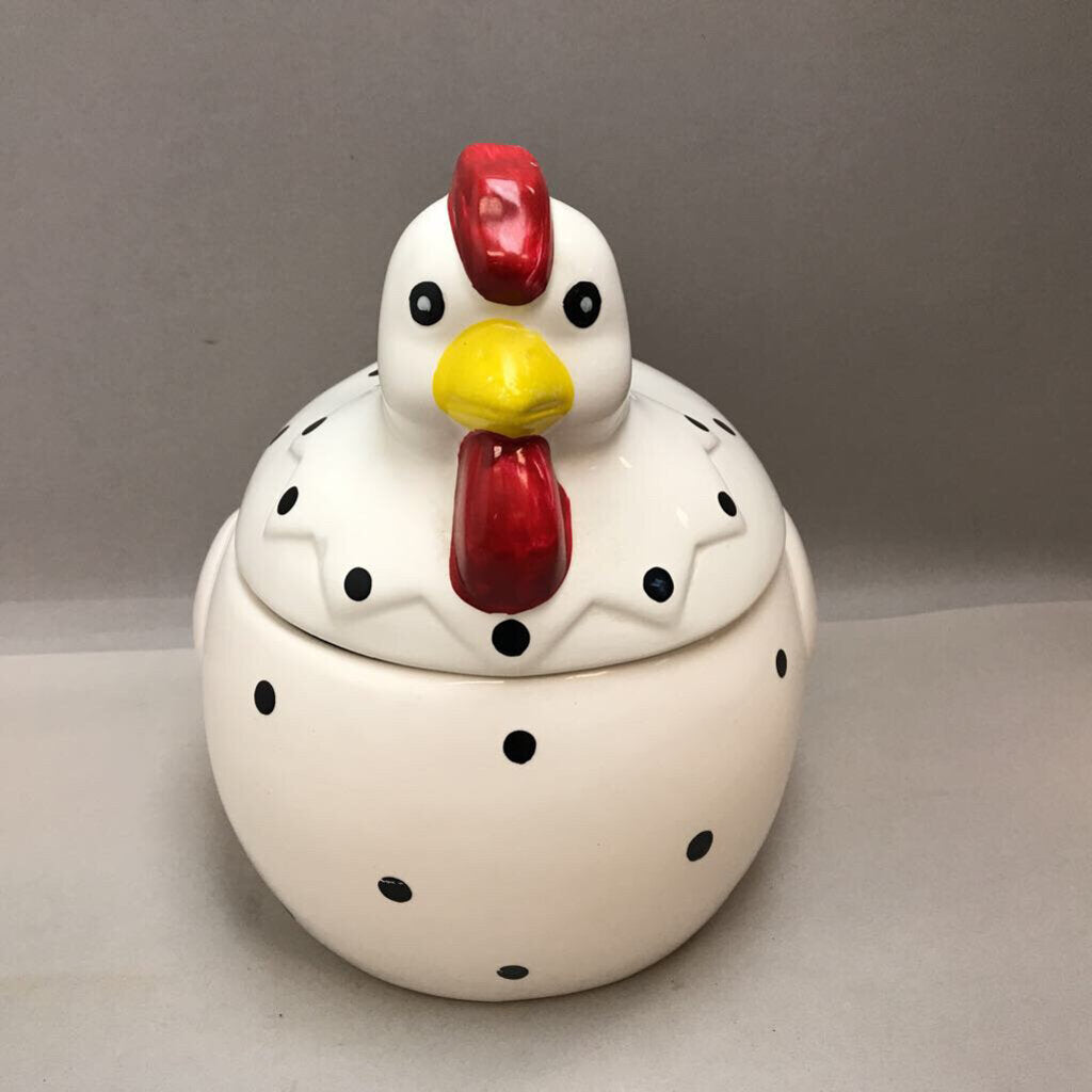 White & Black Polka Dot Hen (9x8x7)