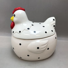 Load image into Gallery viewer, White &amp; Black Polka Dot Hen (9x8x7)
