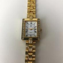 Load image into Gallery viewer, Elizabeth Taylor Goldtone Pave Crystal Tank Watch (Needs Battery)
