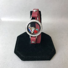 Load image into Gallery viewer, Origami Owl Red Faux Leather Wrap Nautical Charm Locket Bracelet
