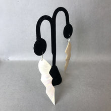 Load image into Gallery viewer, Carved Mother of Pearl Freshwater Pearl Accent Earrings (3&quot;)
