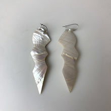 Load image into Gallery viewer, Carved Mother of Pearl Freshwater Pearl Accent Earrings (3&quot;)
