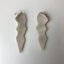 Load image into Gallery viewer, Carved Mother of Pearl Freshwater Pearl Accent Earrings (3&quot;)
