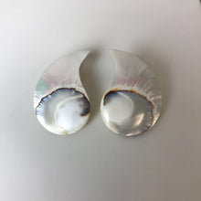 Load image into Gallery viewer, Carved Nautilus Mother of Pearl Earrings (2&quot;)
