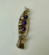 Load image into Gallery viewer, Vintage Kultaseppa Salovaara Finland Modernist Sterling Amethyst Brooch Pin (2.25&quot;)
