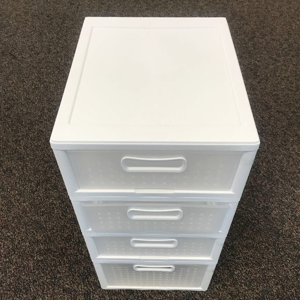 White Plastic 4 Drawer Storage Unit (30x14x17)