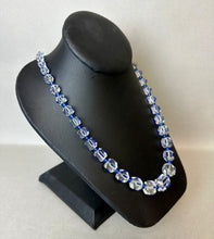 Load image into Gallery viewer, Vintage Czech Glass Clear Cobalt Pentagonal Graduated Bead Necklace (32&quot;)
