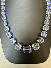 Load image into Gallery viewer, Vintage Czech Glass Clear Cobalt Pentagonal Graduated Bead Necklace (32")
