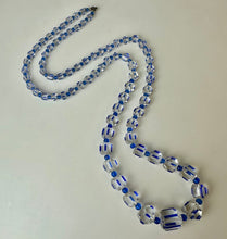 Load image into Gallery viewer, Vintage Czech Glass Clear Cobalt Pentagonal Graduated Bead Necklace (32")
