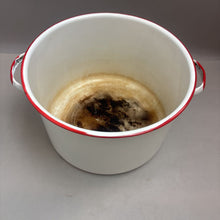 Load image into Gallery viewer, White &amp; Red Enamel Stock Pot (As-Is) (7.5x11.5x11.5)
