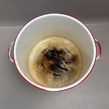 Load image into Gallery viewer, White &amp; Red Enamel Stock Pot (As-Is) (7.5x11.5x11.5)
