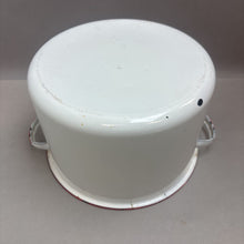 Load image into Gallery viewer, White &amp; Red Enamel Stock Pot (As-Is) (7.5x11.5x11.5)
