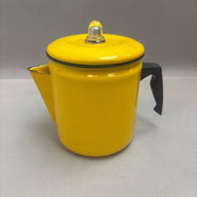 Load image into Gallery viewer, Vintage Yellow Enamel Lidded Kettle (8&quot;)
