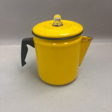 Load image into Gallery viewer, Vintage Yellow Enamel Lidded Kettle (8&quot;)
