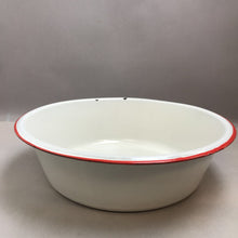 Load image into Gallery viewer, Vintage White Enamelware Bowl with Red (4x16)
