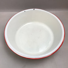 Load image into Gallery viewer, Vintage White Enamelware Bowl with Red (4x16)
