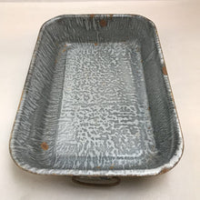 Load image into Gallery viewer, Vintage Graniteware Enamel Gray Pan with Handles (3x14x9)
