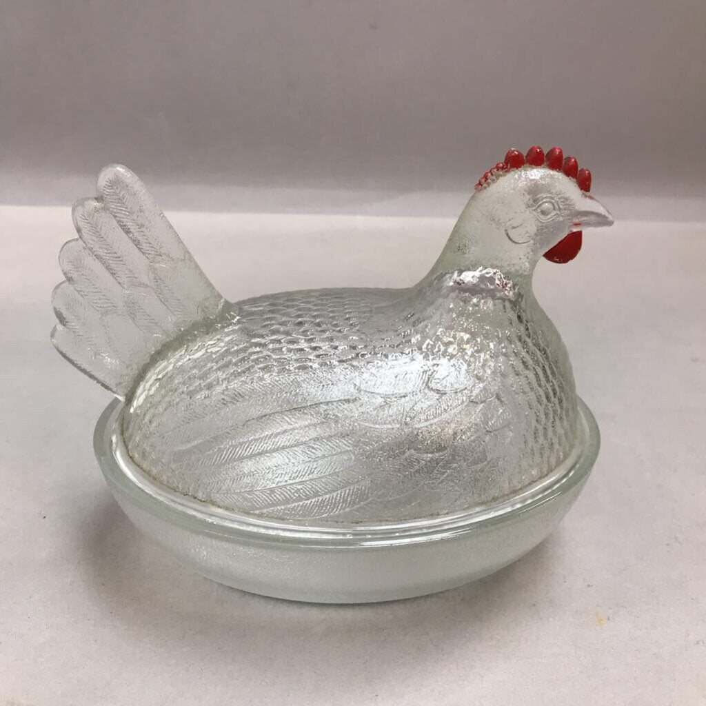 Vintage Indiana Glass Hen on a Nest Clear Dish (6.5