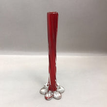 Load image into Gallery viewer, Vintage MCM Petal Base Bud Twist Vase Red Art Glass Retro Style (11&quot;)
