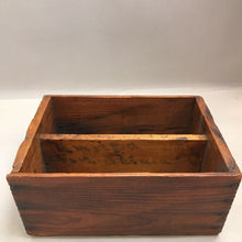 Load image into Gallery viewer, Antique Primitive Wooden Box with Divided Sheves Miniature/Small Display w/Handles (6x13x9)
