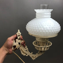 Load image into Gallery viewer, Cast Iron Swing-Arm Sconce w/ White Hobnail Shade (~8x7x12)
