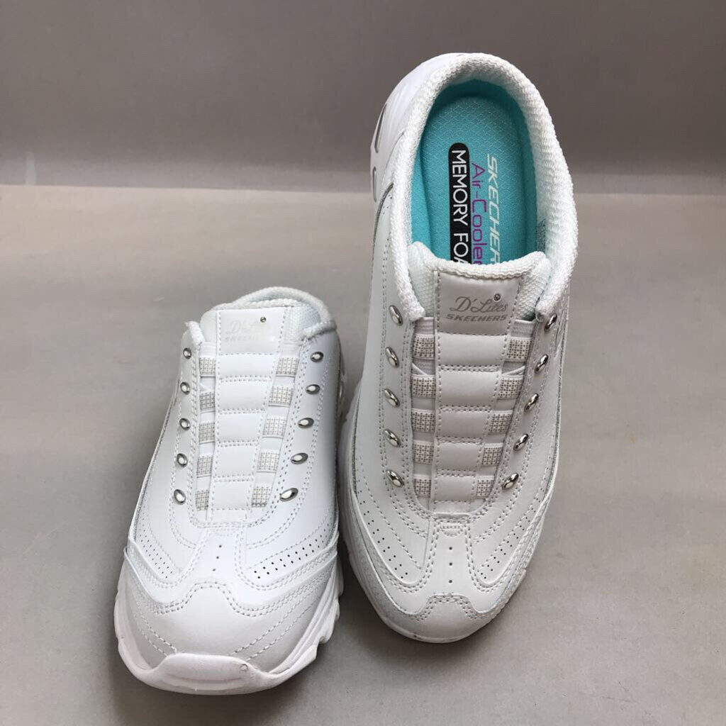 Womens Skechers Air-Cooled Memory Foam Open Heel White Shoes Size 8
