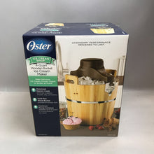 Load image into Gallery viewer, Oster 4-Quart Wooden Bucket Ice Cream Maker, New (~16x13x13)

