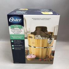 Load image into Gallery viewer, Oster 4-Quart Wooden Bucket Ice Cream Maker, New (~16x13x13)
