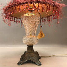 Load image into Gallery viewer, Vintage Crystal Table Lamp with Red Shade (20&quot;)
