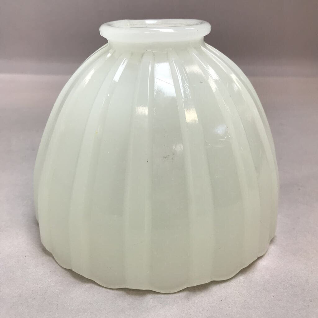 Antique Opalescent Milk Glass Lamp Shade Ribbed Scalloped (4x6)
