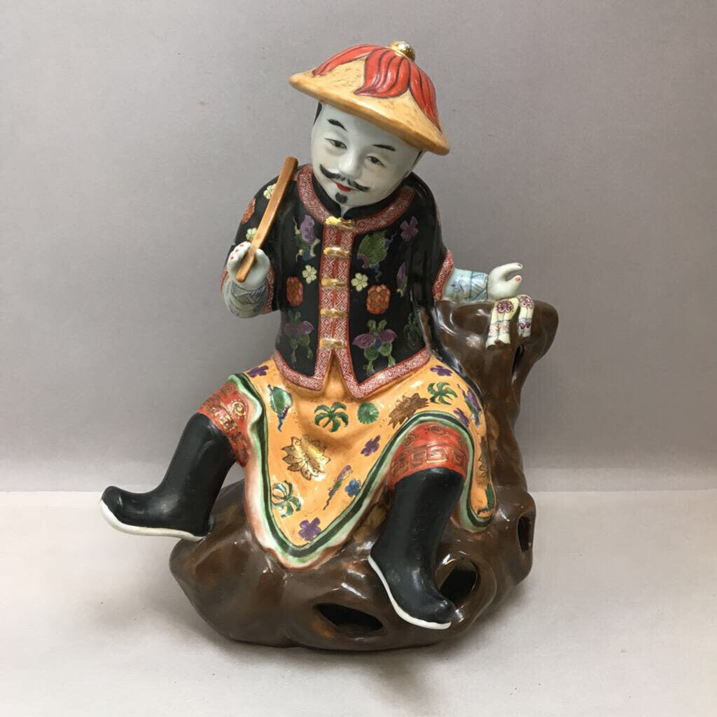 Vintage Chinese Figurine - Mandarin Man with Stick/Ruyi (~15