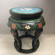 Load image into Gallery viewer, Chinese Cloisonne Stool, Crane &amp; Painted Florals (~21x19x19)
