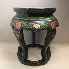 Load image into Gallery viewer, Chinese Cloisonne Stool, Crane &amp; Painted Florals (~21x19x19)
