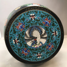 Load image into Gallery viewer, Chinese Cloisonne Stool, Crane &amp; Painted Florals (~21x19x19)
