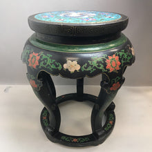 Load image into Gallery viewer, Chinese Cloisonne Stool, Crane &amp; Painted Florals (~21x19x19)
