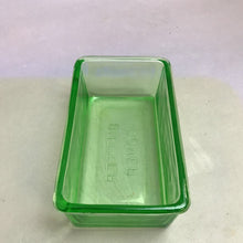 Load image into Gallery viewer, Vintage Hazel Atlas Green Uranium Glass 1lb Butter Cover Lid Only (2x6x3.5)
